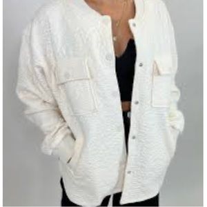 My Roommates Closet Le Lis Collection Cream Quilted Baseball Jacket S NWT